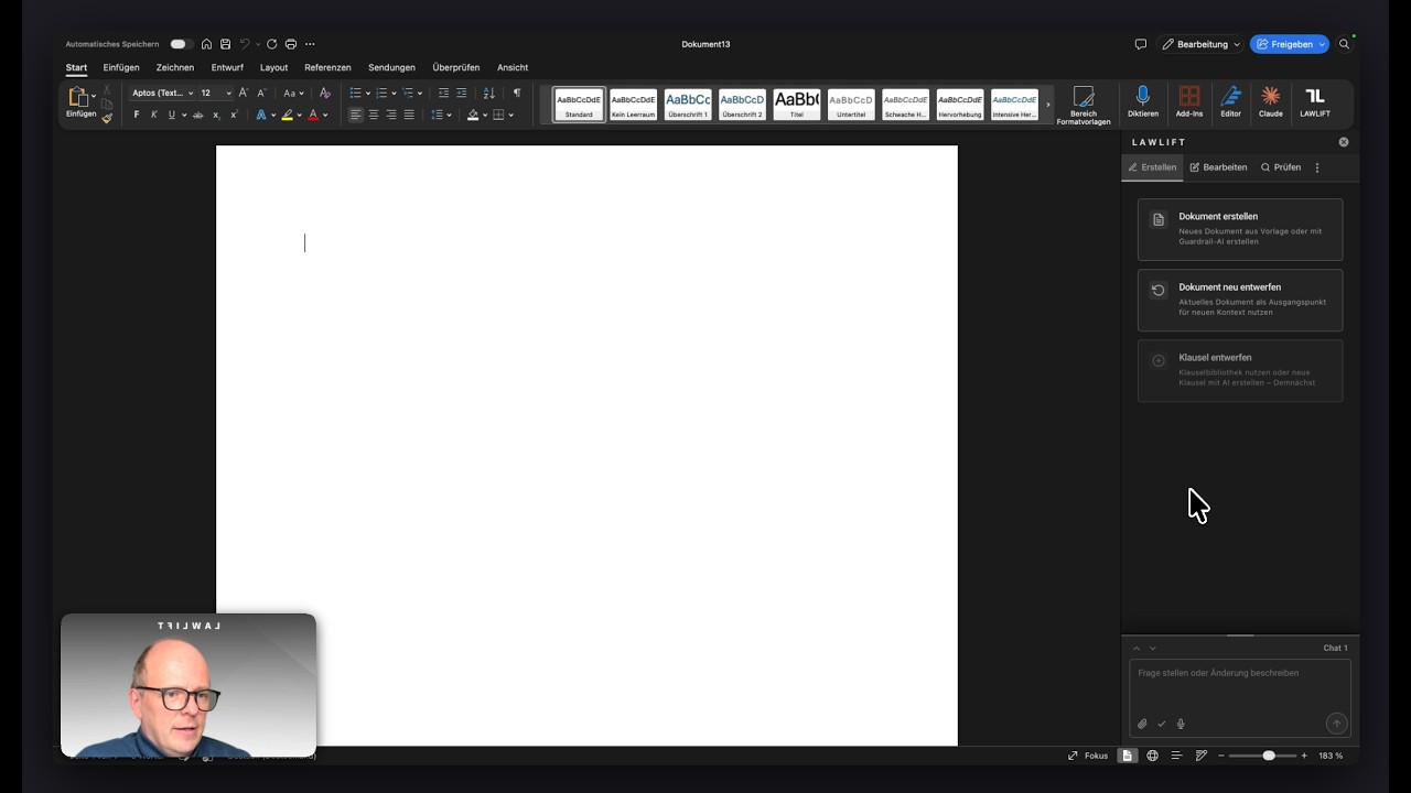 Das Lawlift Word-Add-in in der Komplettdemo